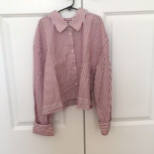 Zara cropped striped shirt size L